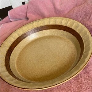 Rustic Tan and Brown Ceramic Bowl